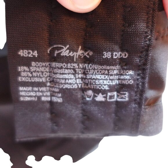 LN Playtex Secrets Balconette Full Figure Wirefree Bra Sz 38DDD Black 4824 - Picture 6 of 6